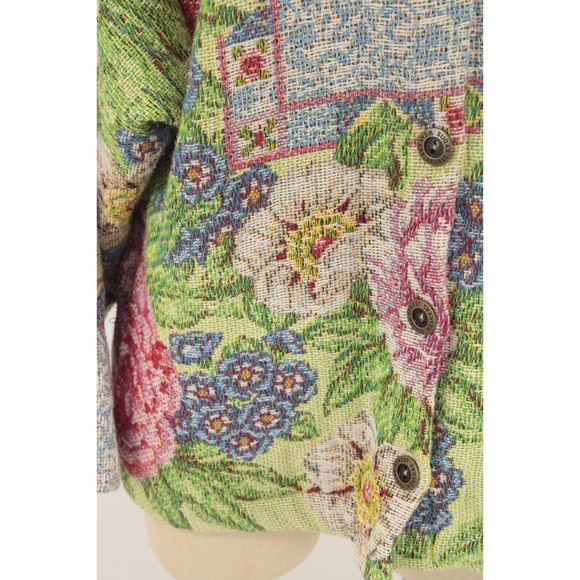 Vintage Sugar Street Weavers Womens Size Medium Floral Tapestry Jacket Button Up - Picture 10 of 13